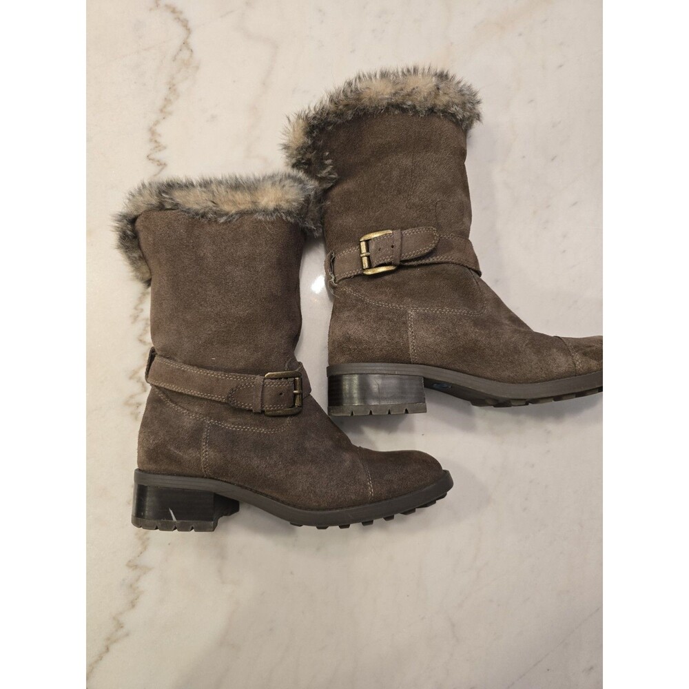 Cougar Franca Leather And Faux Fur Fold Over Boots Womens Size 10 Taupe